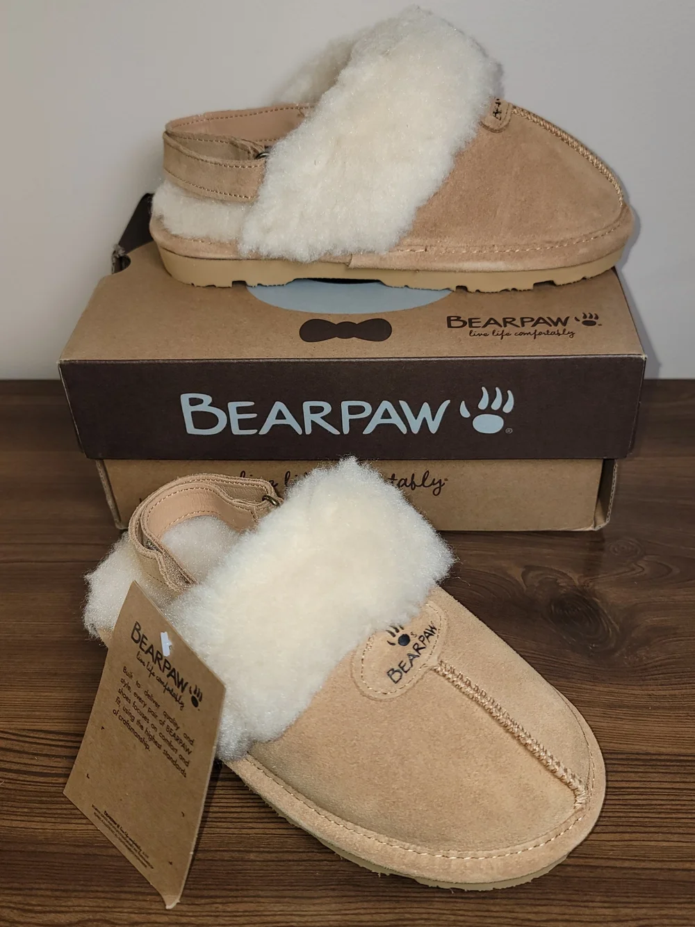 Bearpaw Kids' Tan Faux Shearling-Lined Slippers - Size 12 Little Kid